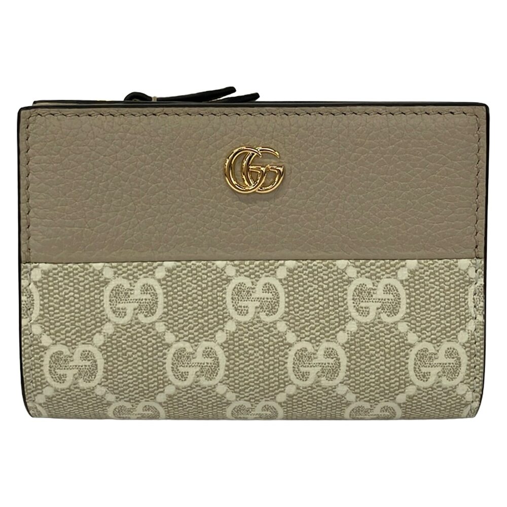 Gucci Double G bi-color small wallet Bifold Wallet 841360 Beige Cream PVC
